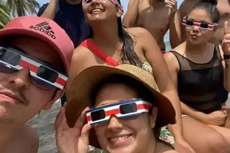 Group in Costa Rica watching a solar eclipse with certified Spectrum Eclipse Glasses